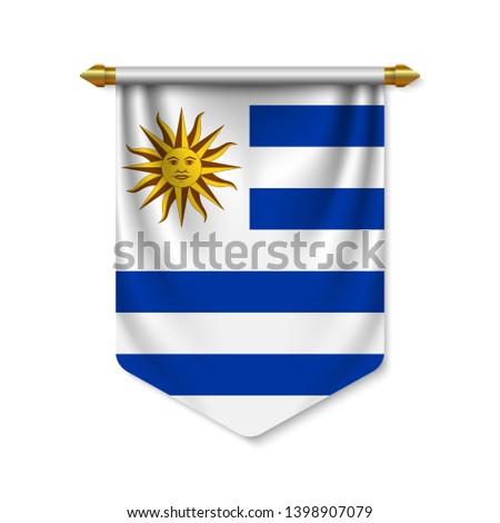 3d realistic pennant with flag of Uruguay. Vector illustration