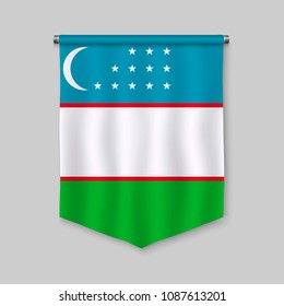 3d realistic pennant with flag of Uzbekistan