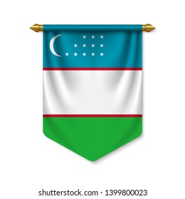 3d realistic pennant with flag of Uzbekistan. Vector illustration