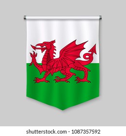 3d realistic pennant with flag of Wales