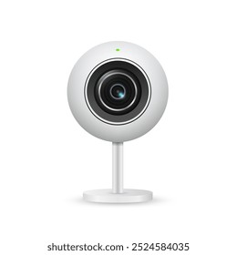 3d Realistic personal computer webcam isolated on white background.  Surveillance camera. Realistic white web camera. Vector illustration