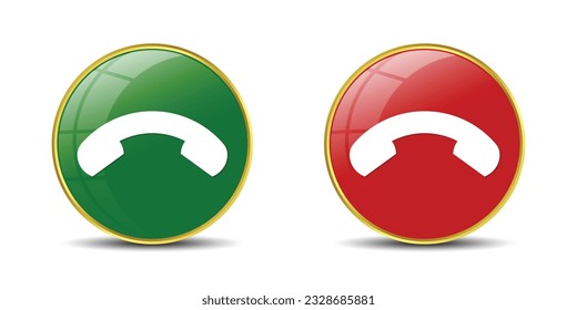 3D Realistic Phone Call Receive, Reject And Dial, Incoming Telephone Button, Red And Green Call Push Button, Telephone  Sign, Call Accept And Decline Symbol, Answer And Reject Call Button Set Icon