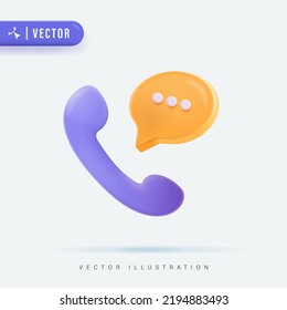 3D Realistic Phone Handset Ringing. 3D Vector Icon. Cartoon Minimal Style. Support, Customer Service, Help, Communication Concept. Telephone Call Icon Logo And Symbol Illustration.