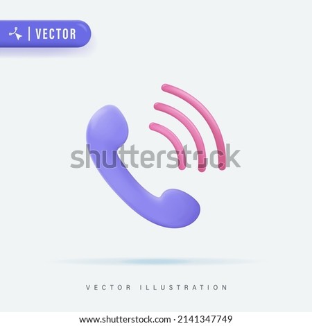 3D Realistic Phone Handset Ringing. 3D Vector Icon. Cartoon Minimal Style. Support, Customer Service, Help, Communication Concept. Telephone Call Icon Logo and Symbol Illustration.