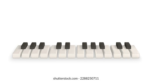 3d realistic piano keys. Musical instrument keyboard. Vector illustration.