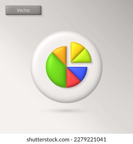 3D realistic pie chart infographic share icon. Element Infographic is divided into six parts. 3D vector render illustration.