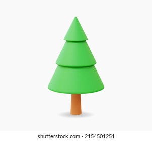 3d Realistic Pine Tree Icon Vector Illustration.