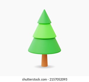 3d Realistic Pine Tree Icon Vector Illustration.