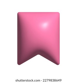 3d realistisches rosa Lesezeichen-Symbol. Tag, Etikett, Favorit, Abzeichen, Speichern, Zeichen, Design-Konzept
