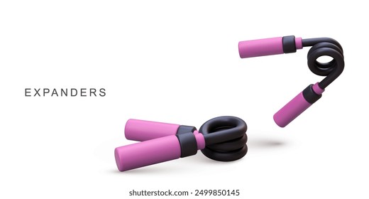 3d realistic pink Carpal expanders on white background. Vector illustration.