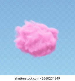 3D realistische rosa Baumwollwolke auf transparentem Hintergrund. Flauschiger Vektorrauch.