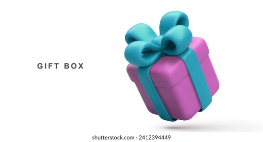 3d Realistic of pink gift box isolated on white background. Vector illustration.