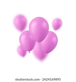 3d Realistic pink Happy Birthday Balloons Flying for Party and Celebrations. illustration for card, party, flyer, poster, decor, banner, web, advertising. 3d rendering. Vector illustration