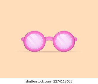 3D realistic pink sunglasses vector illustration. Symbol in cartoon style.