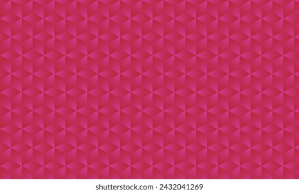 3D realistic pinkish red gradient pattern. Modern cube texture. seamless pattern Background. Repeating tiles. Triangular volumetric elements of different random size. 3D illustration. EPS 10