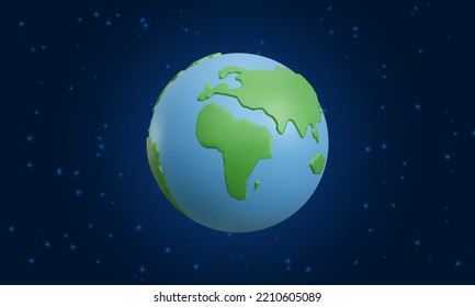 3d realistic planet Earth with simple natural surface texture on starry background. International Mother Earth Day banner or poster. Happy Earth Day concept. Vector illustration