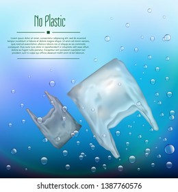 3D realistic plastic bag that pollutes the  ocean. Bubbles in the water with the waste. 3D realistic plastic bag that pollutes the  ocean. Bubbles in the water with the waste. 

