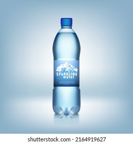 3D Realistic Plastic Bottle With Blue Water. EPS10 Vector