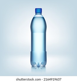 3D Realistic Plastic Bottle With Blue Water. EPS10 Vector