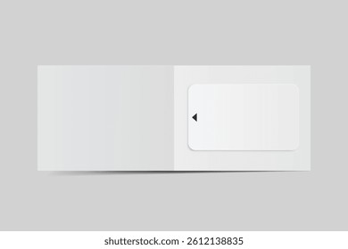 3D Realistic plastic hotel apartment keycard and pocket Folder, open leaflet, bifold mockup isolated on background. Blank template  for hotel key card, credit card, notecards, postcard, invitation
