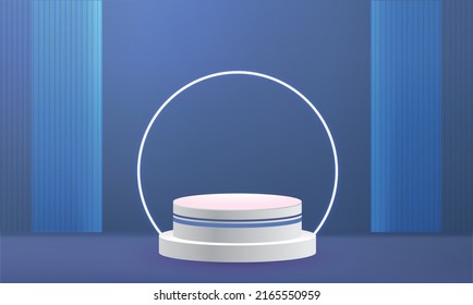 3d realistic podium pedestal blue luxury background