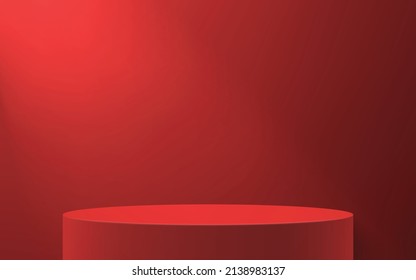 3d realistic podium or pedestal on red background. Product presentation mockup
