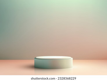 3D realistic podium stand. Set against a clean studio room background, this pastel-colored showcase is a visual treat for your marketing and branding needs. Vector illustration