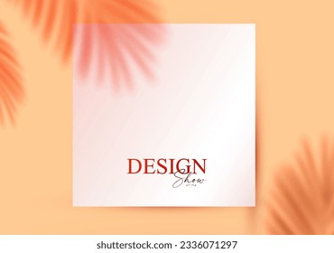 3D realistic premium product display design template. Scene with square paper banner, light and shadow. Elegant vector platform. Stage for showcase