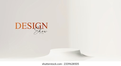 plantilla de diseño de visualización de producto 3D realista premium. Escena blanca con podio redondo, luz y sombra. Elegante plataforma vectorial. Escenario para la muestra