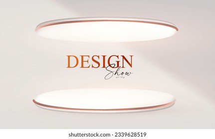 3D realistic premium product display design template. White scene with round podium, light and shadow. Elegant vector platform. Stage for showcase