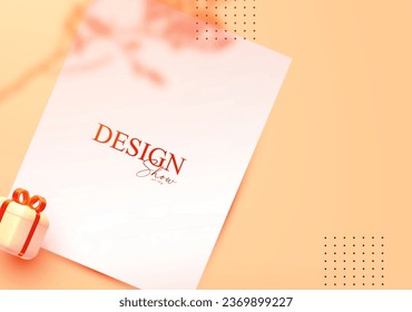 3D realistic premium product display design template. Scene with A4 paper banner set, light and shadow. Elegant vector platform. Stage for showcase
