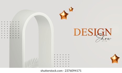 3D realistic premium product display design template. White scene geometric composition. Elegant vector arc with light and shadow. Stage for showcase