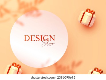 plantilla de diseño de visualización de producto 3D realista premium. Escena con banner de papel circular, luz y sombra. Elegante plataforma vectorial. Escenario para la muestra
