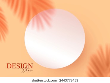 3D realistic premium product display design template. Scene with circle paper banner, light and shadow. Elegant vector platform. Stage for showcase