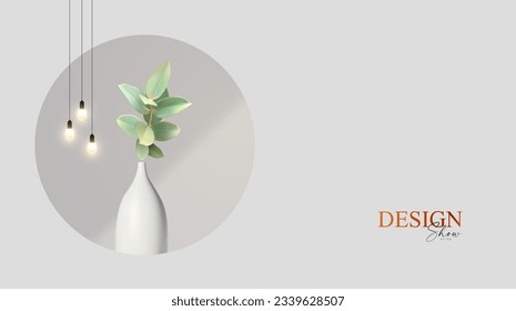 3D-Design-Vorlage für die Produktanzeige. Weiße Szene mit Podium. Elegante Vektorplattform. Vase mit Licht und Schatten. Stufe für Schaufenster