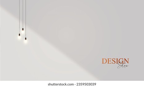 3D realistic product display design template. White scene with wall. light bulbsand shadow. Elegant vector platform. Stage for showcase