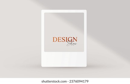 3D realistic product display design template. White scene with podium and social media frame. Elegant vector platform. Stage for showcase. Empty room
