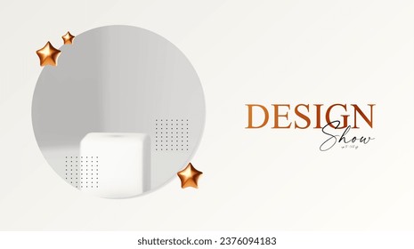 3D realistic product display design template. White scene with podium. Elegant vector platform. Stage for showcase