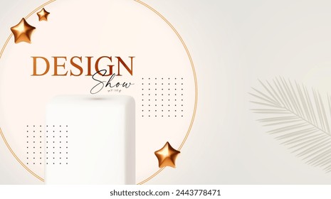 Plantilla de diseño de exhibición de producto realista 3D. Escena blanca con podio. Elegante plataforma vectorial. Escenario para el escaparate