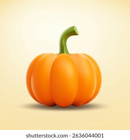3d realistic pumpkin vector cartoon illustration isolated on white. Happy Halloween banner. 3d orange pumpkin. Vector poster, header for website.