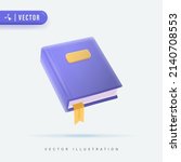 3D Realistic Purple Closed Book Vector Illustration. Book Logo, Icon or Symbol in Isolated White Background. Mock up for educational book and literature publishers.