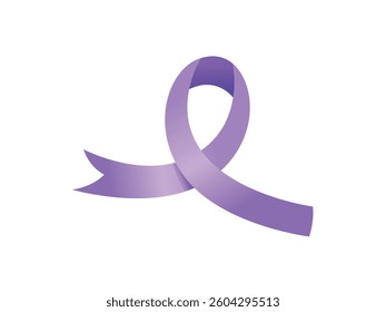 3D Realistic Purple Ribbon. Pancreatic Cancer Awareness Symbol Closeup. Cancer Ribbon Template. 3D Realistic Purple Ribbon for Pancreatic Cancer Awareness. Cancer Ribbon Symbol Template in Closeup