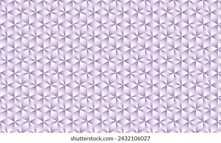 3D realistic purple and white gradient pattern. Modern cube texture. seamless pattern Background. Repeating tiles. Triangular volumetric elements of different random size. 3D illustration. EPS 10