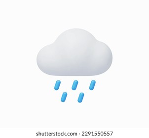 3.ª ilustración del vector del icono de la nube de lluvia realista