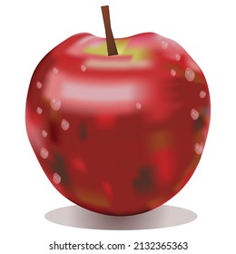 Ilustración de vectores de fruta de Apple rojo realista 3D