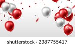 3D realistic red balloon background design vector illustration luxury