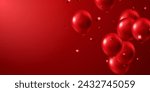 3D realistic red balloon background design vector illustration luxury