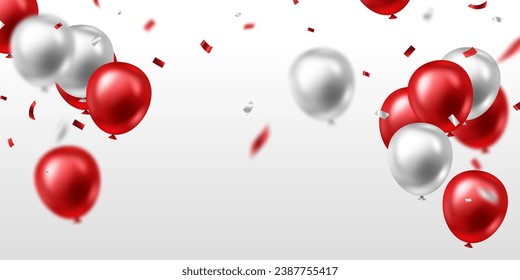 3D realistic red balloon background design vector illustration luxury