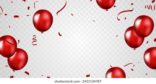 3D realistic red balloon background design vector illustration luxury