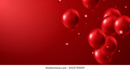 3D realistic red balloon background design vector illustration luxury